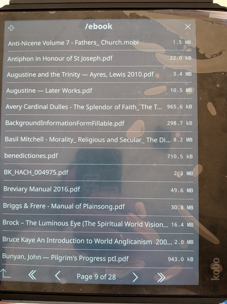 koreader listing pdf files